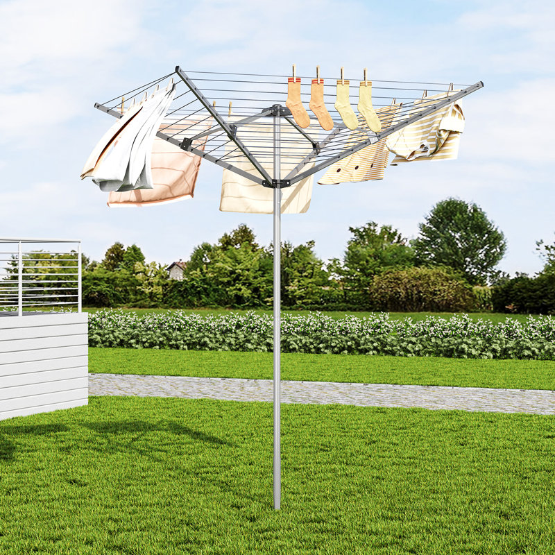 Corde à linge rotative à 4 bras pour l'extérieur avec espace de séchage de 131 pi, rotation à 360 °, conception pliable et housse de protection