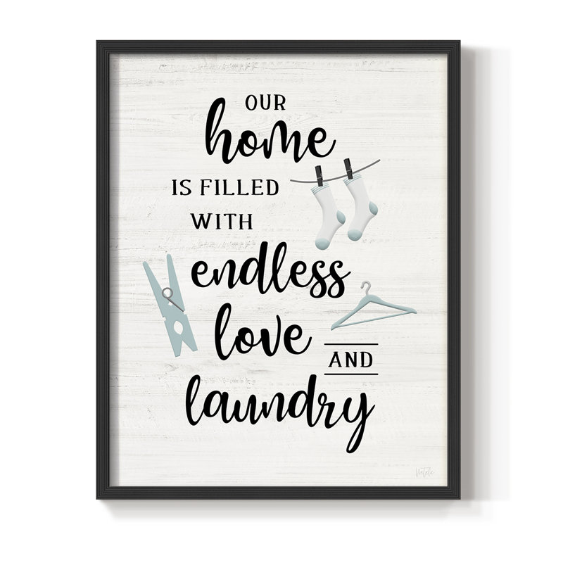 «Endless Love and Laundry», reproduction encadrée - bois massif, Noir, noir, noir, noir, H 11 po x l 9 po