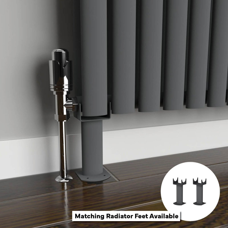 Oval Panel Radiators, 62cm H x 11cm W x 3cm D, Grey
