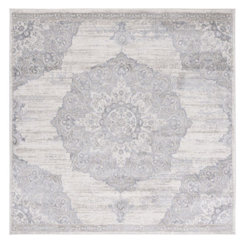 Arvillia Oriental Ivory/Beige Area Rug, Square 6'7"