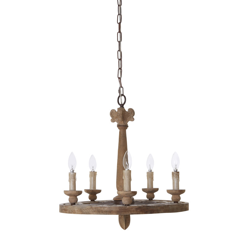 Corbin 5 - Light Wagon Wheel Chandelier