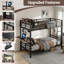Lit superposé simple au-dessus de simple avec bureau pliable et station de charge, lit superposé en métal avec lumières DEL pour petits espaces