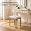 Maquillage de tabouret d'appoint avec revêtement en lin et pieds sculptés en bois massif-131242030