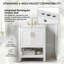 Meuble-lavabo moderne autoportant 24 po blanc avec lavabo en céramique, tablette ajustable, conception élégante en sergé, charnières à fermeture en douceur, structure ouverte au dos-130920215