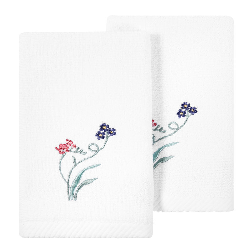 Essuie-mains en coton turc, Blanc, Fingertip Towel-2Pack