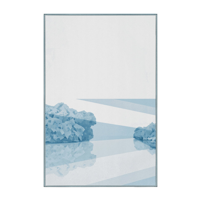 Machine Washable Paizlei Salar Uyuni Bolivia Minimalist Rug in Blue – SkyBlue Binding, 2x3