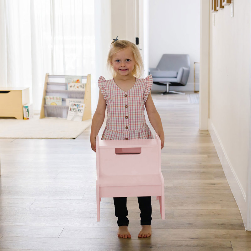 Tabouret en bois à deux marches pour adultes et enfants Wildkin, Rose