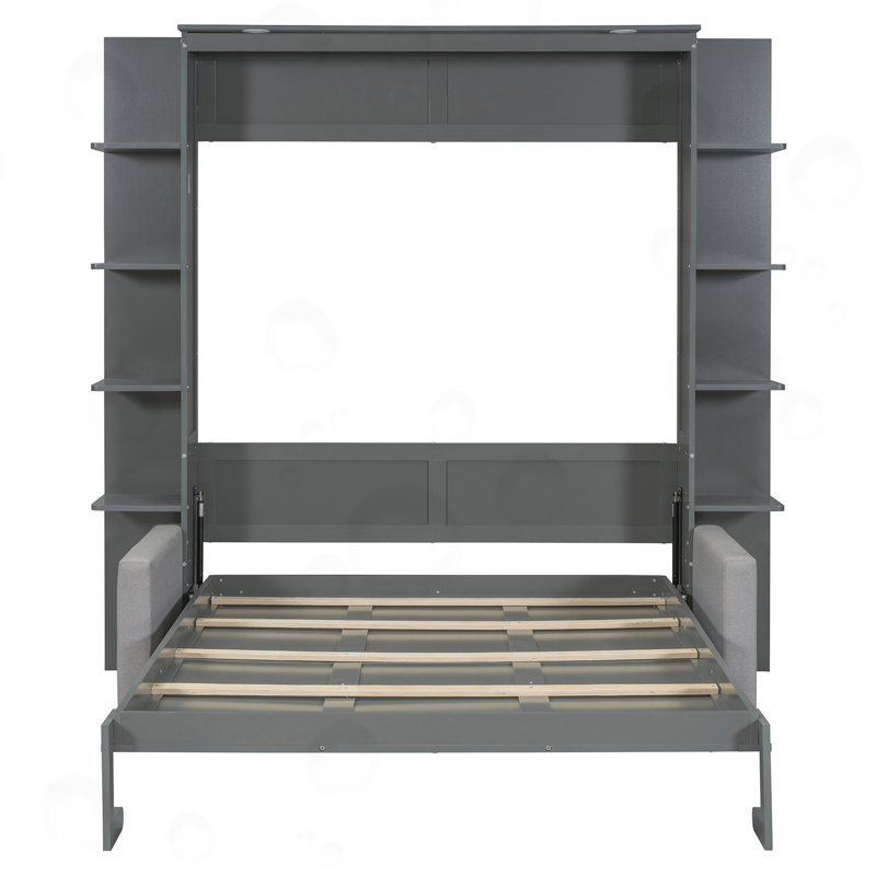 Grand lit escamotable avec tablette ouverte, Grey