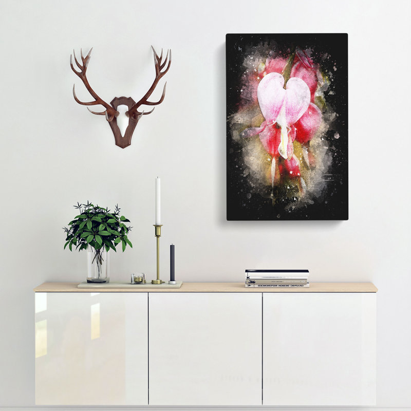 Pink Bleeding Heart Flowers - Wrapped Canvas Painting Print, 91cm H x 60cm W x 3cm D