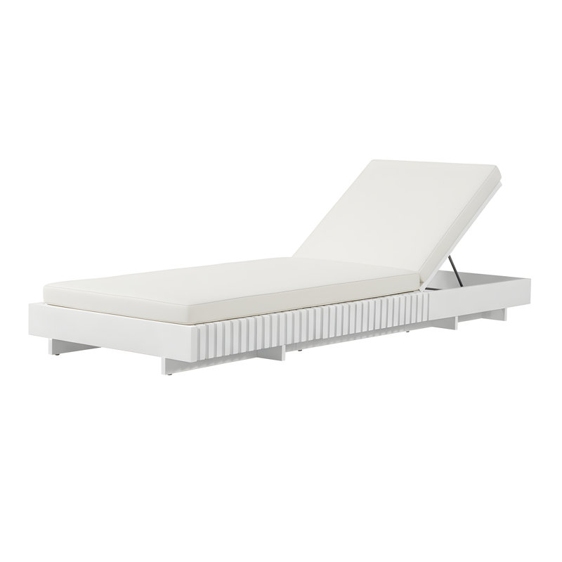 Chaise longue d'extérieur en bois d'acacia blanc