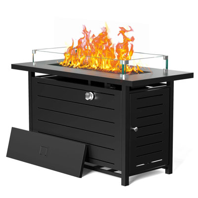 Fire Pit Wind Guard, Rectangle Tempered Glass Wind Guard For 42Inch Propane Fire Pits, 31.3" X 13.58"