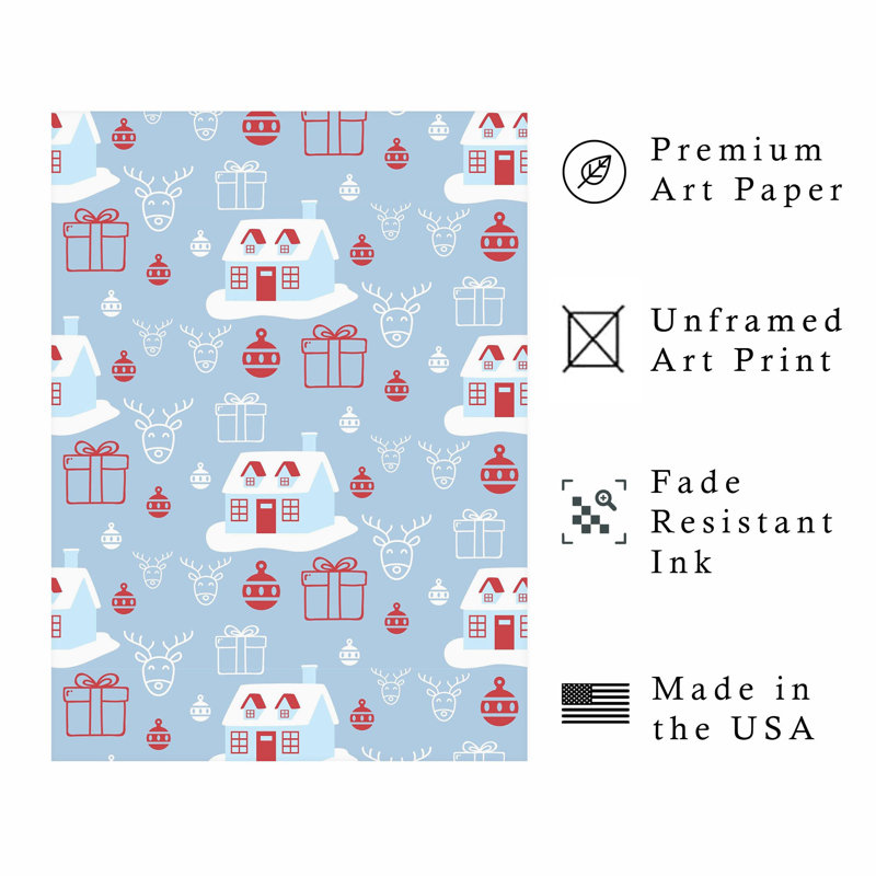 Motif de vacances de Noël III, reproduction d'art moderne sans cadre, H 16 po x l 12 po