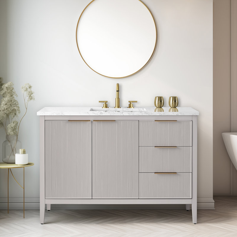 Emma 48" W Single Vanity, Taupe/Brushed Bronze