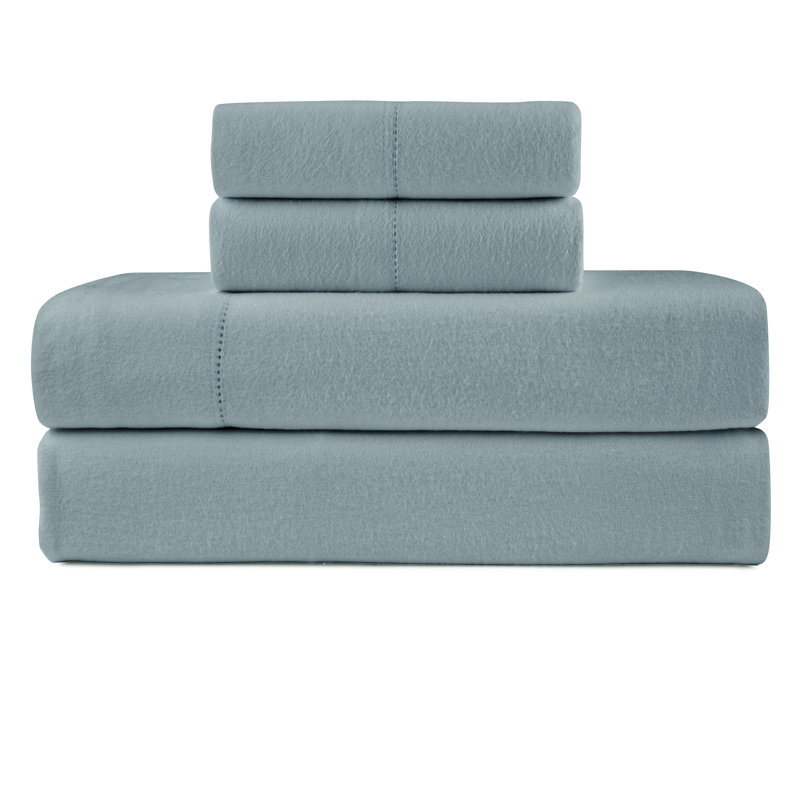 Pointehaven 180 GSM Cotton Dusk Blue Flannel Deep Pocket 3 pc Sheet Set, Twin, Dusk Blue, Twin Sheet Set with 1 Pillowcase