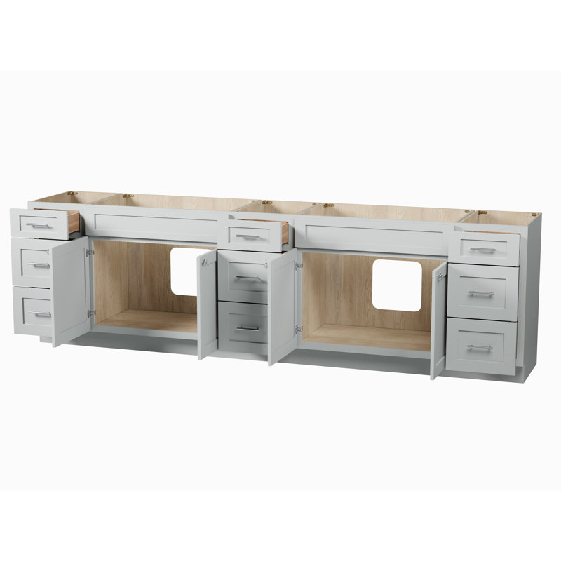 117'' Double Bathroom Vanity Base only, Gray