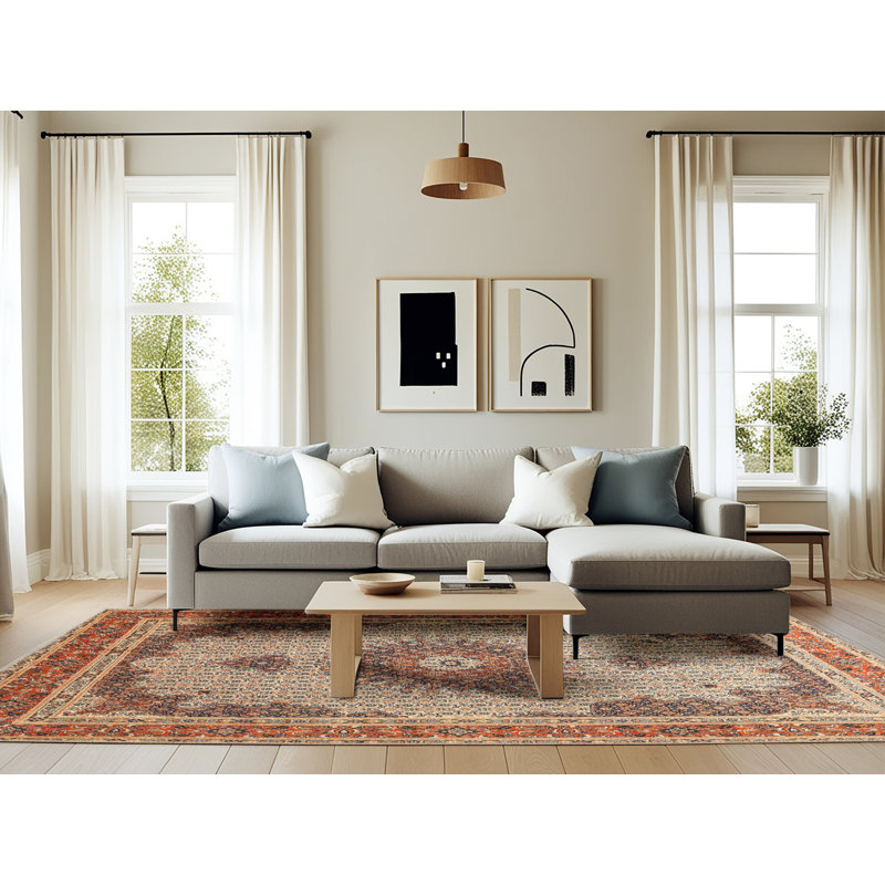 Tapis brun/beige traditionnel Bonifácio, Rectangle 6 pi x 9 pi