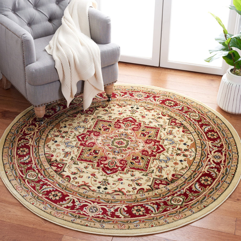 Tapis oriental ivoire / rouge Klose, Rond 10 pi