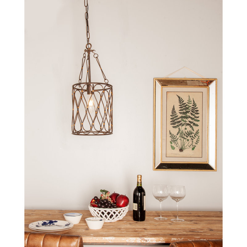 Luminaire suspendu tambour lanterne 4 lumières Chartres, H 22 po x l 10 po x P 10 po