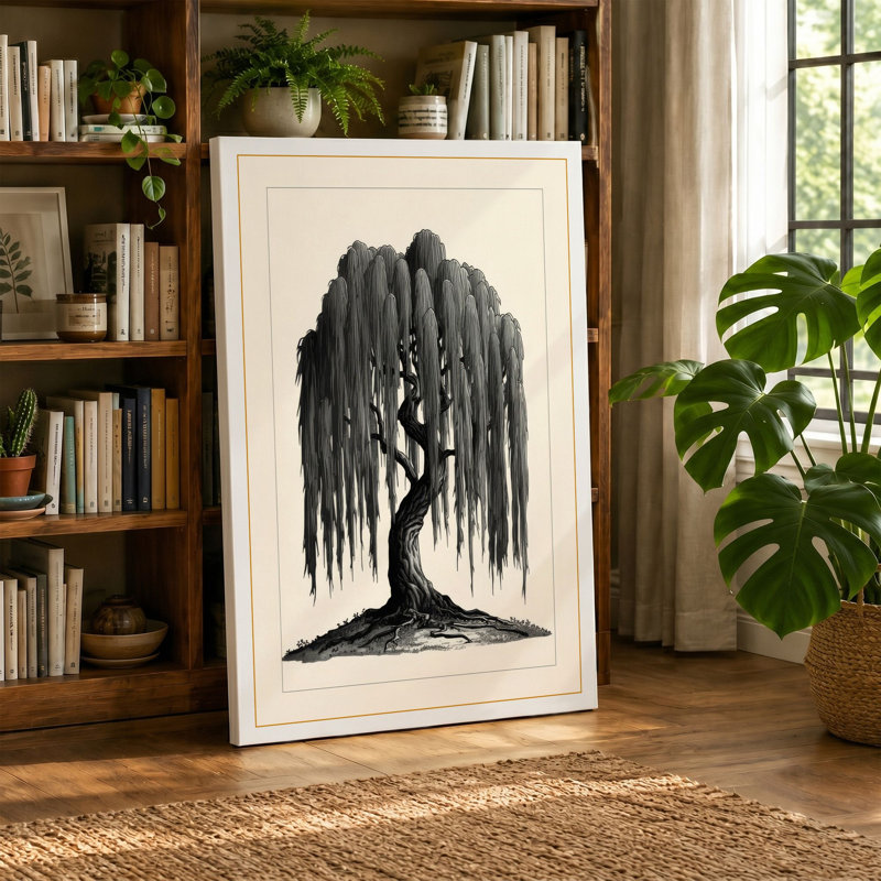 Weeping Willow Botanical - Wrapped Canvas, White Border, 30x20 - 76.2 x 50.8 cm