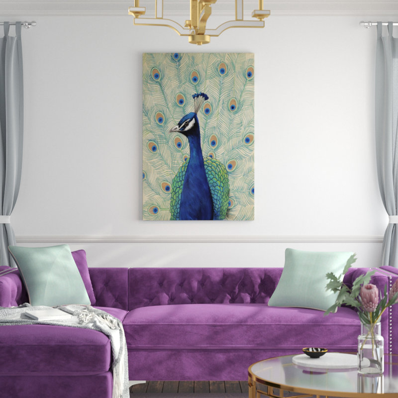 Blue Peacock II by Timothy O' Toole - 1 Piece Painting on Canvas, 122cm H x 81cm W, Wrapped Canvas