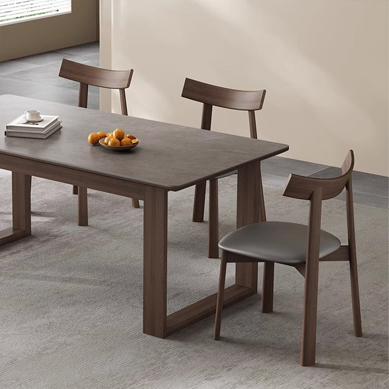 Table de salle à manger en bois massif gris et brun noisette, H 29,53 po x L 78,74 po x l 35,43 po