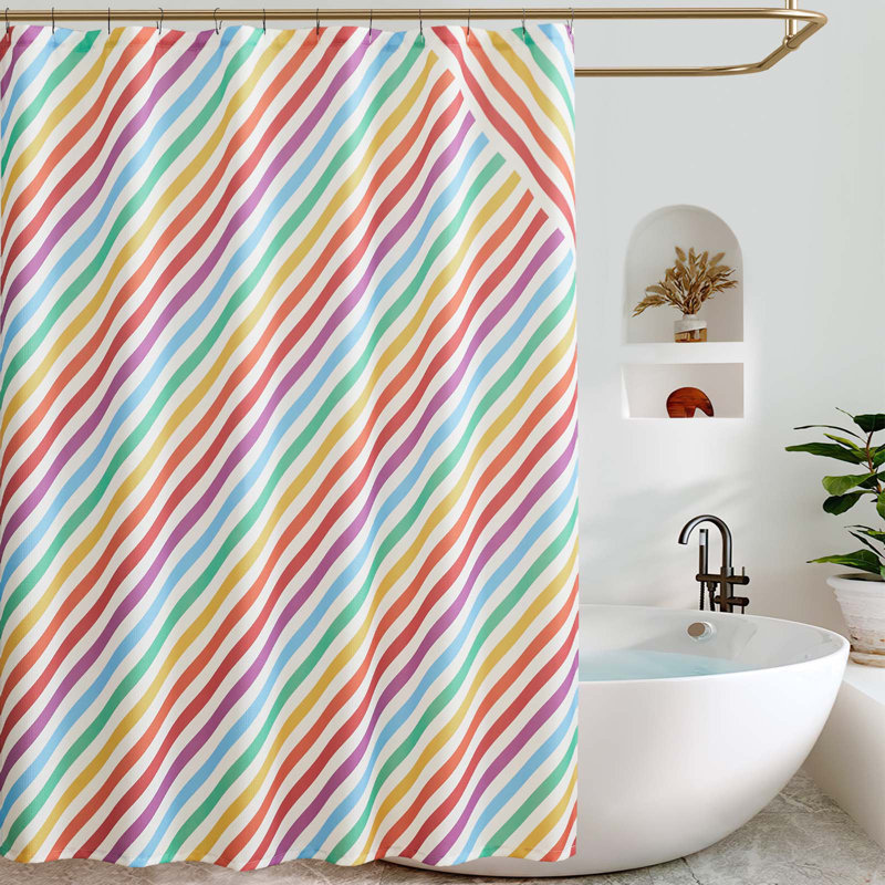 Ensemble de rideau de douche en tissu imperméable avec crochets Modern Candy, Multicolore rouge