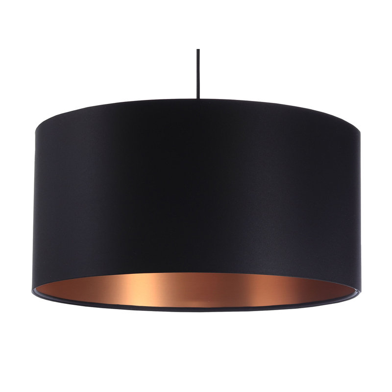 1 - Light White/Grey Drum Pendant, 107cm H x 50cm W x 50cm D, Black/Golden, Black