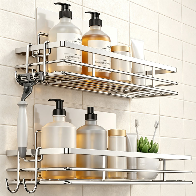 2-Pack Silver SUS304 Stainless Steel Shower Caddies