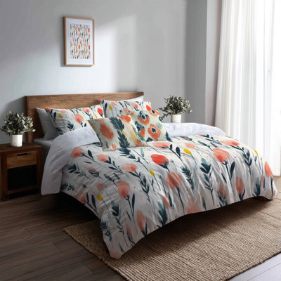 Ensemble de literie 5 pièces Boho - Ensemble de housse de couette et coussin décoratif Red Meadow Ikat