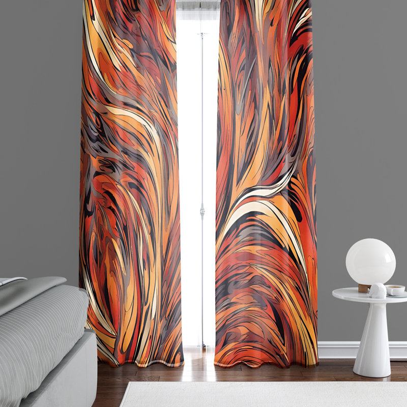 Paire de rideaux semi-transparents en polyester Arens, L 20 po x L 82 po