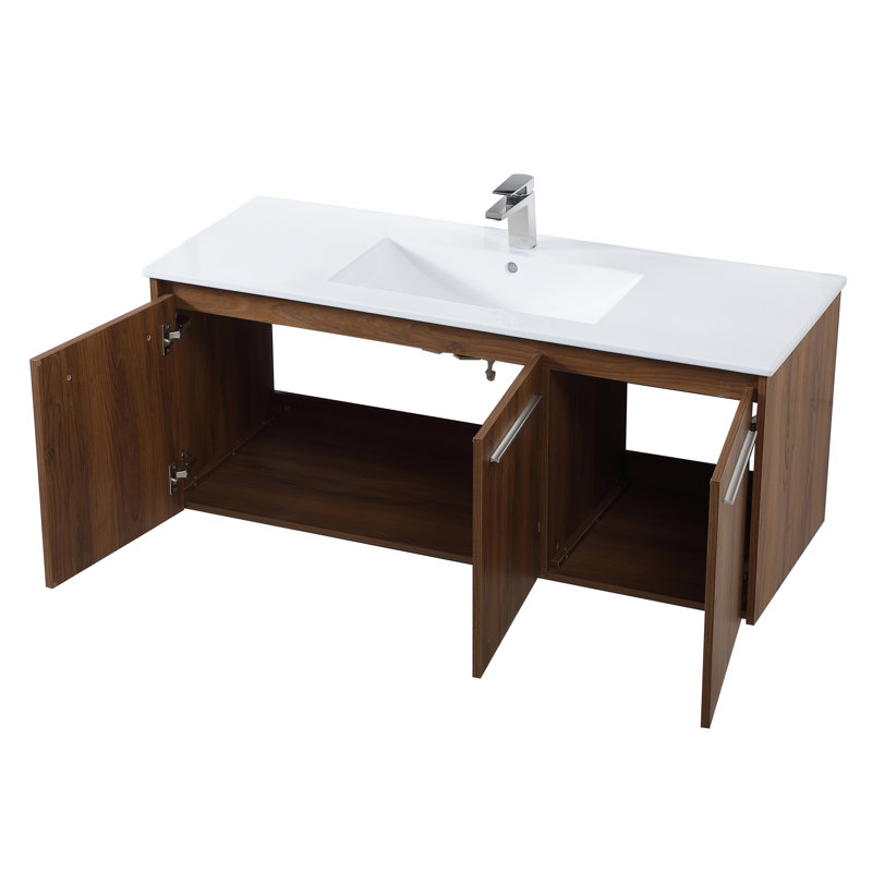 Meuble-lavabo mural simple de 48 po Agostini, Noyer brun