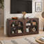 Console 1pc avec poignées en métal en verre trempé et tablettes réglables-2009144180