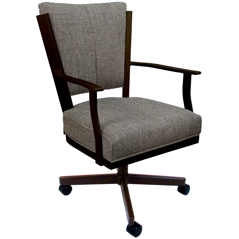 Damarkus Swivel Dining Caster Chair with Arms, Brown