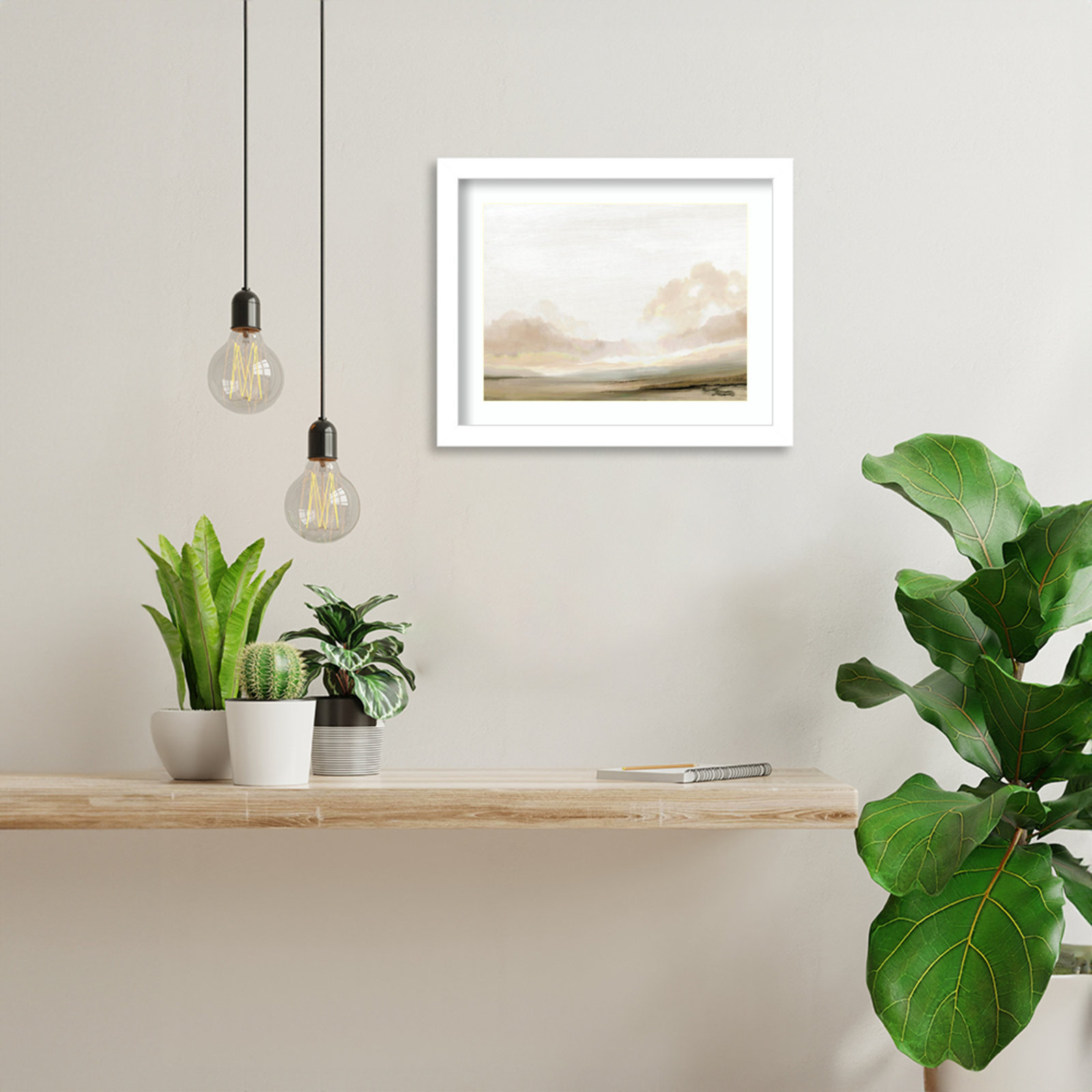 Southern Landscape by Dan Hobday, 11" H x 13" W x 1" D, White