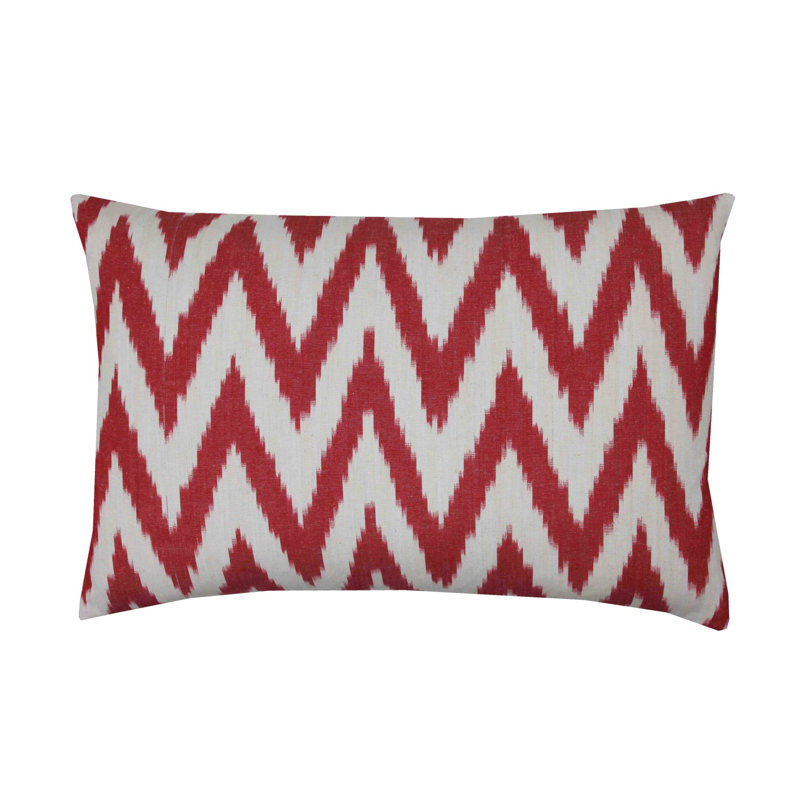 Catalan Ikat Rectangular Throw Pillow Cover, Red/Ivory