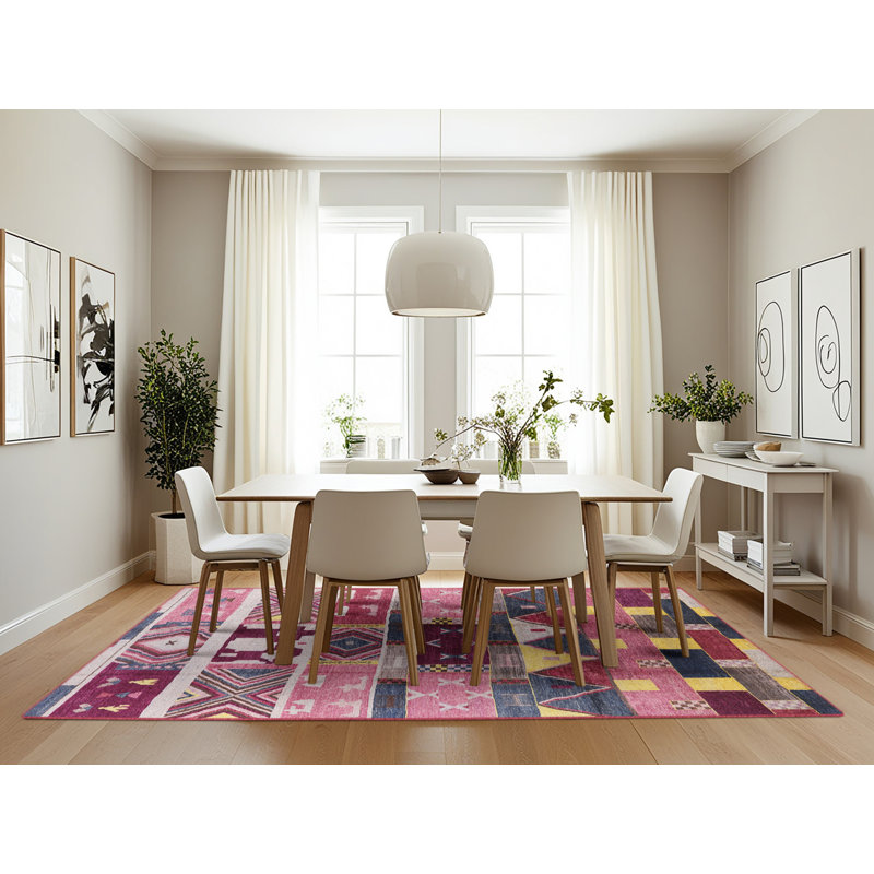 Tapis rose / bleu Winnsboro, Rectangle 7 pi x 10 pi