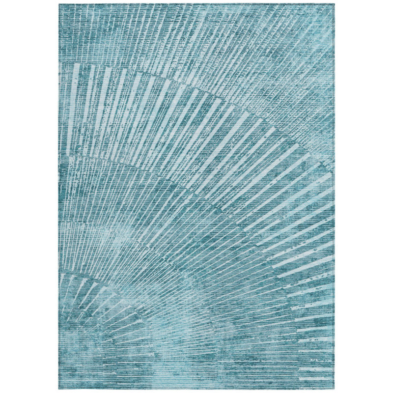 Tapis extérieur lavable antidérapant 9 pi x 12 pi bleu sarcelle