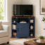 Boho Rattan Cabinet - Buffet 4 portes caramel avec texture tissée, crédence maison de campagne moderne