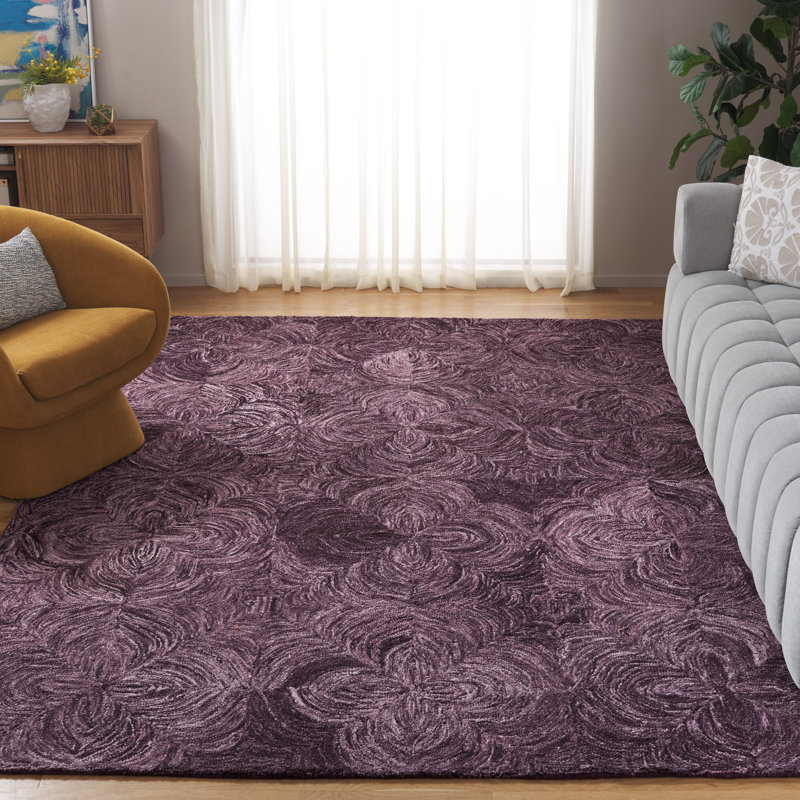 Tapis abstrait en laine / coton touffeté à la main Ruthye, Rectangle 8 pi x 10 pi