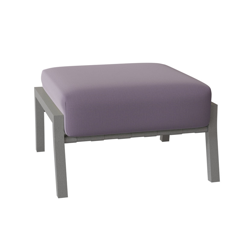 Cortland Outdoor Ottoman, Pewter Finish, Canvas Heather Beige Sunbrella® Canvas