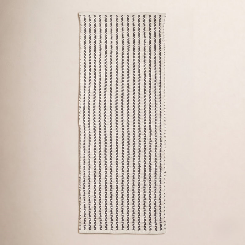 Nancy Chevron Hand Woven Cotton Area Rug, Runner 2'3" x 8'