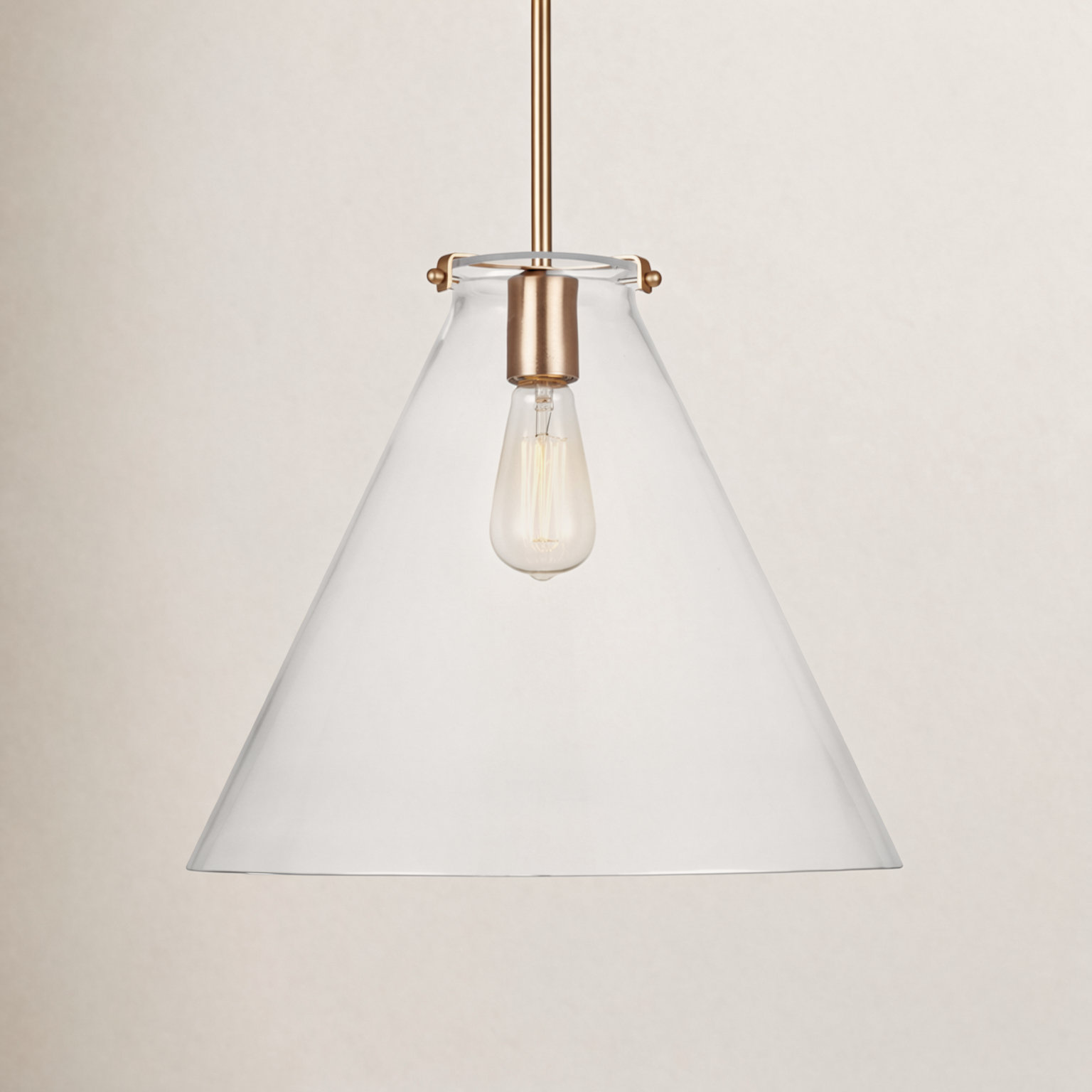 Catryn Single Light Glass Dimmable Pendant, Satin Brass