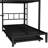 Queen Over Twin Bunk Bed With Built-In Wardrobe, Metal Bunk Bed With Trundle, Foldable Desk, Ladders, Noise-Reduced Design, Black-1151680302