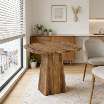 Table de salle à manger carrée avec base piédestal robuste