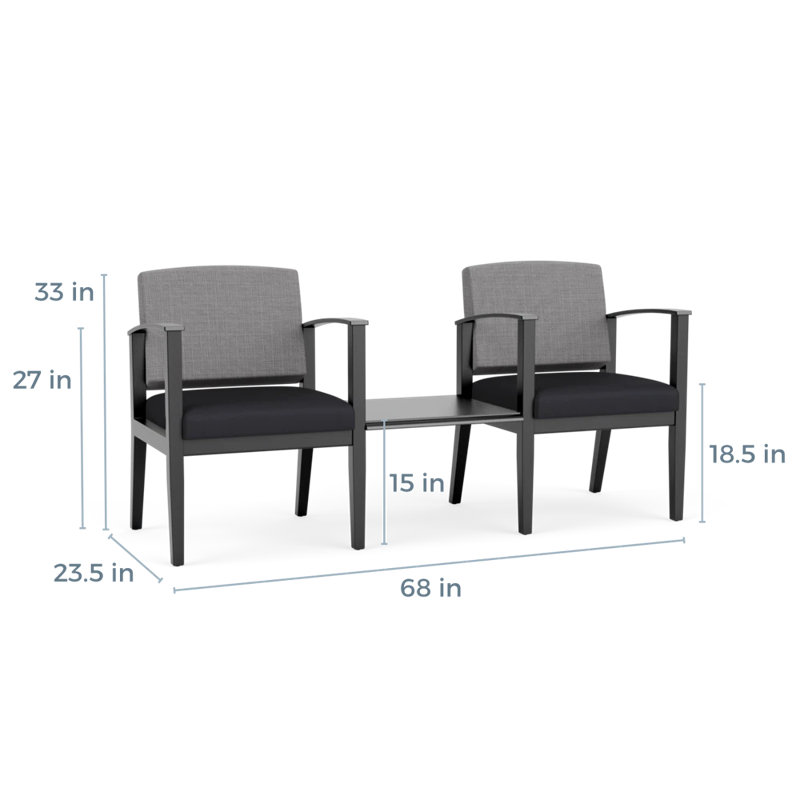 Structure en bois tandem 2 places avec table centrale Amherst, Noir, Gris Chambray / noir Patriot Plus