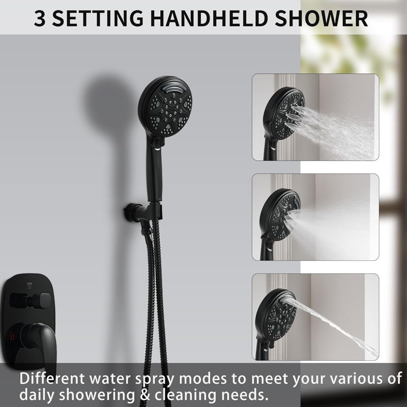 Matte Black Stainless Steel Multi-Head Rain Shower System