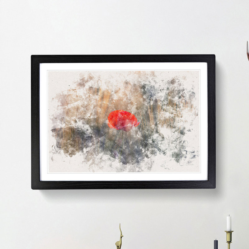 Red Poppy Flower - Picture Frame Painting Print, 33cm H x 45cm W x 2cm D, Black Framed