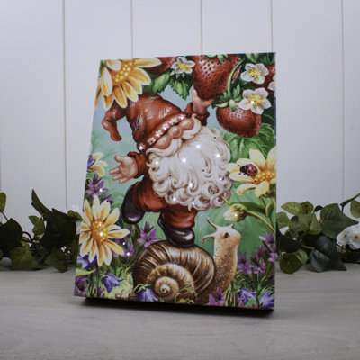 Strawberry Gnome 8x6 Mini Lighted Easel Back Canvas