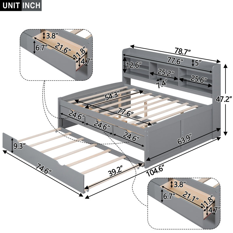Bektash Daybed, Gray, Full / Double