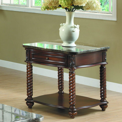 Antoine Marble Top End Table with Storage